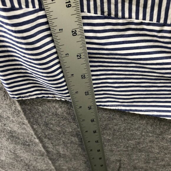 Ava & Viv Short Sleeve Blouse Womens 1X Blue White Stripe Off Shoulder Cotton - Picture 9 of 9